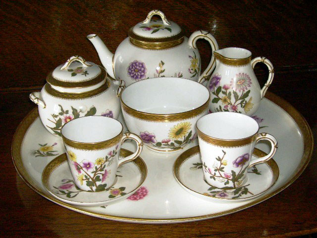 アンティーク　陶磁器 食器　カップ＆ソーサー他 ロイヤルウースター（Royal Worcester）　Tea Set(トレー付）