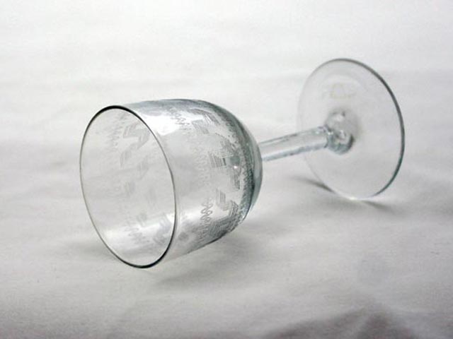 アンティーク　ガラス クリアー系 ワイングラス　keyパターン　(5客セット)