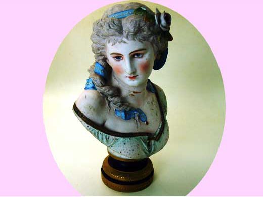 アンティーク　陶磁器 その他 ビスク　女性　胸像