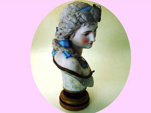 アンティーク　陶磁器 その他 ビスク　女性　胸像