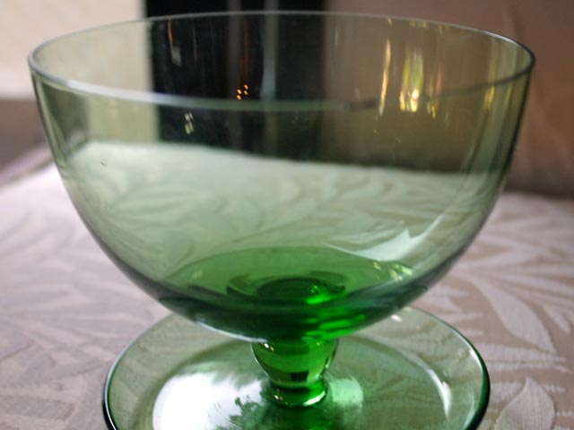 アンティーク　ガラス グリーン・ブルー系 アイスクリームグラス　グリーン　（6個セット）