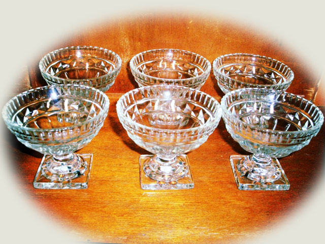 アンティーク　ガラス クリアー系 アイスクリーム　グラス　セット　(76，77，78，79，80，81)