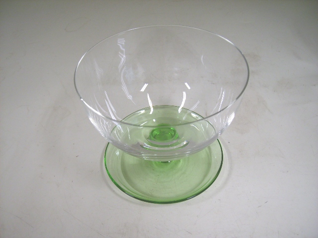 アンティーク　ガラス グリーン・ブルー系 アイスクリーム　グラス　5脚セット　クリア＆グリーン