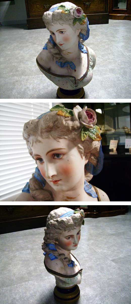 ビスク　女性　胸像,アンティーク　陶磁器,その他