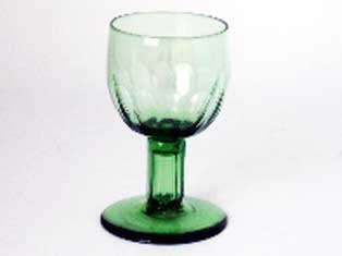 グラス　シェリーグラス　グリーン　(6個）セット,アンティーク　ガラス,グリーン・ブルー系