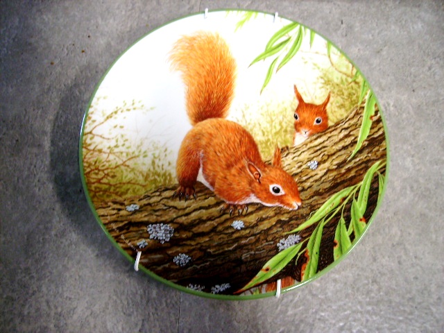 ロイヤル　ドルトン　ウォールプレート　Red Squirrels on Branch　箱付き　シリアルナンバー入り,アンティーク　陶磁器,飾り用プレート