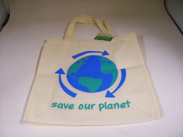 雑貨（キッチン） エコバッグ エコバッグ　SAVE OUR PLANET　ホワイト小