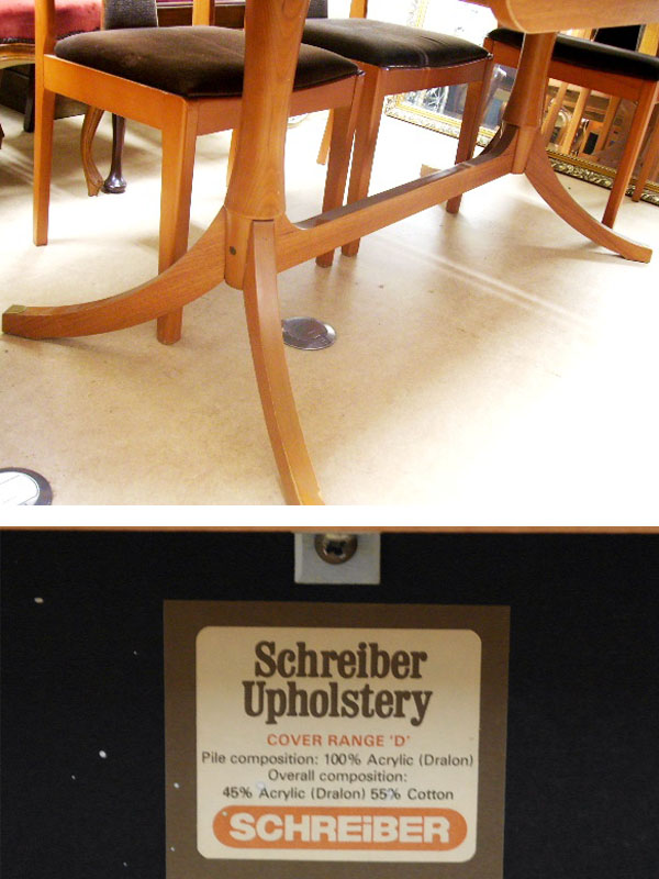 Schreiberシュエイバー製ミッドセンチュリー　ダイニング　テーブル＆チェア（アーム付２脚＆アーム無4脚）セット