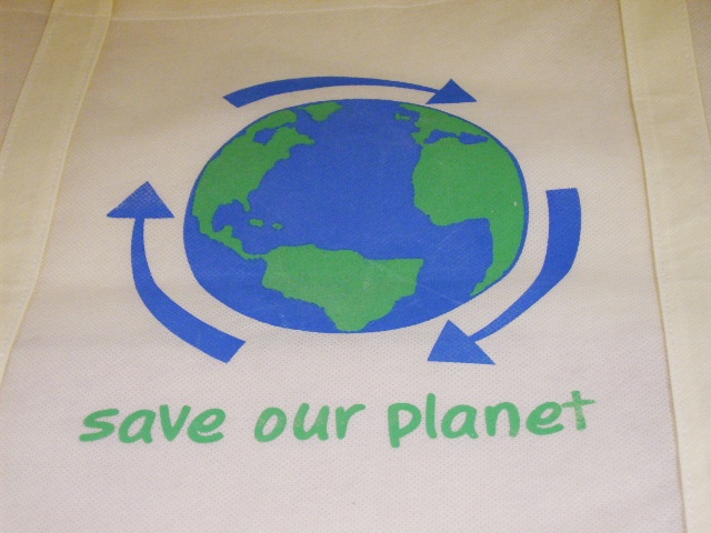 雑貨（キッチン） エコバッグ エコバッグ　SAVE OUR PLANET　ホワイト小