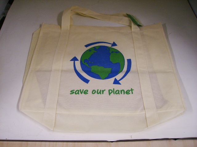 雑貨（キッチン） エコバッグ エコバッグ　SAVE OUR PLANET　ホワイト大　(1)(2)