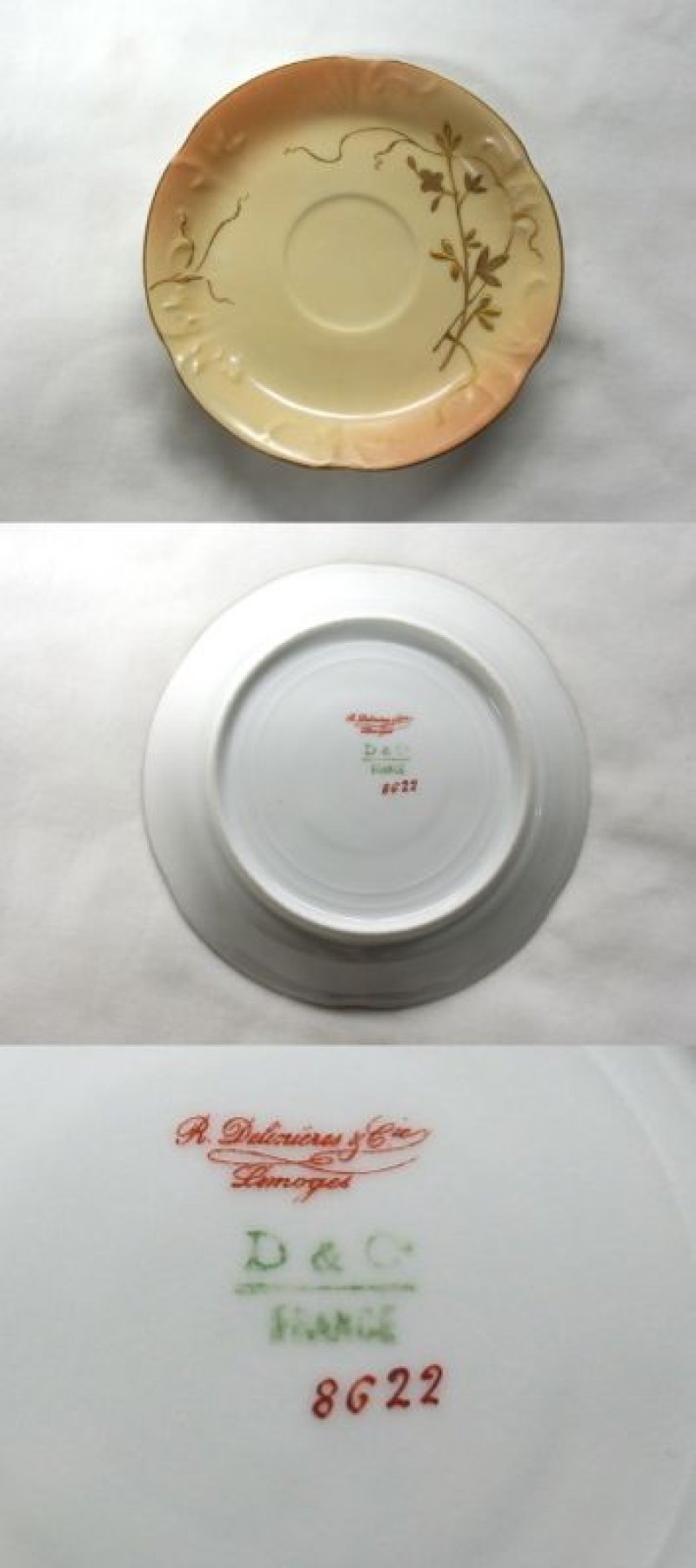 画像2: リモージュ　トリオ　Limoges 1890年製 　D&Co　金彩