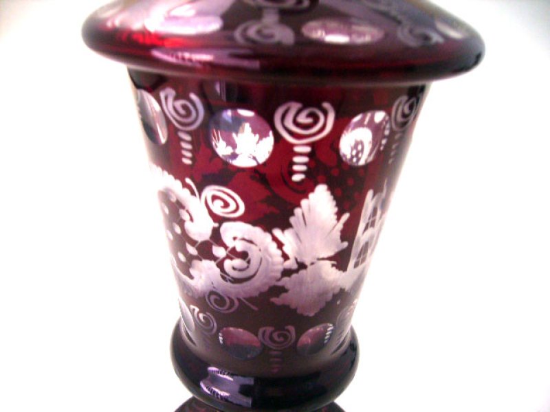 画像1: ボヘミアン　ルビー　カットグラス　ペア