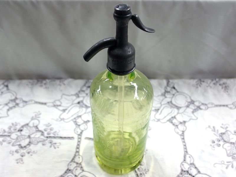 画像2: ビンテージ　ソーダー　サイフォン　ライトグリーングラス (2)