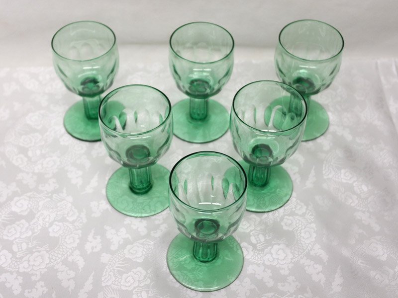 画像2: グラス　シェリーグラス　グリーン　(6個）セット (2)