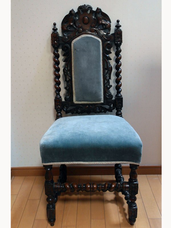 画像1: カロリアン・　ツイスト　ハイバック　チェア　張替え済み（ホースヘア使用） (1)