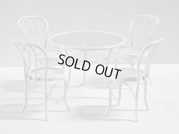 画像1: カフェ　テーブル&チェア4脚セット　ホワイト