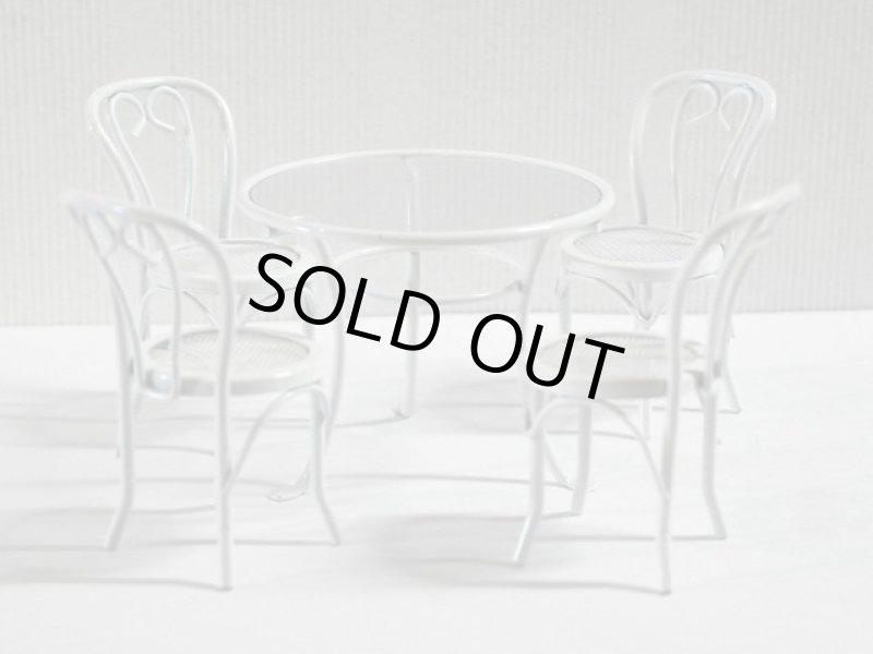 画像1: カフェ　テーブル&チェア4脚セット　ホワイト (1)