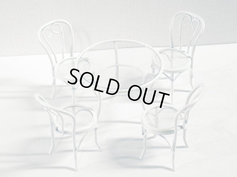 画像2: カフェ　テーブル&チェア4脚セット　ホワイト (2)