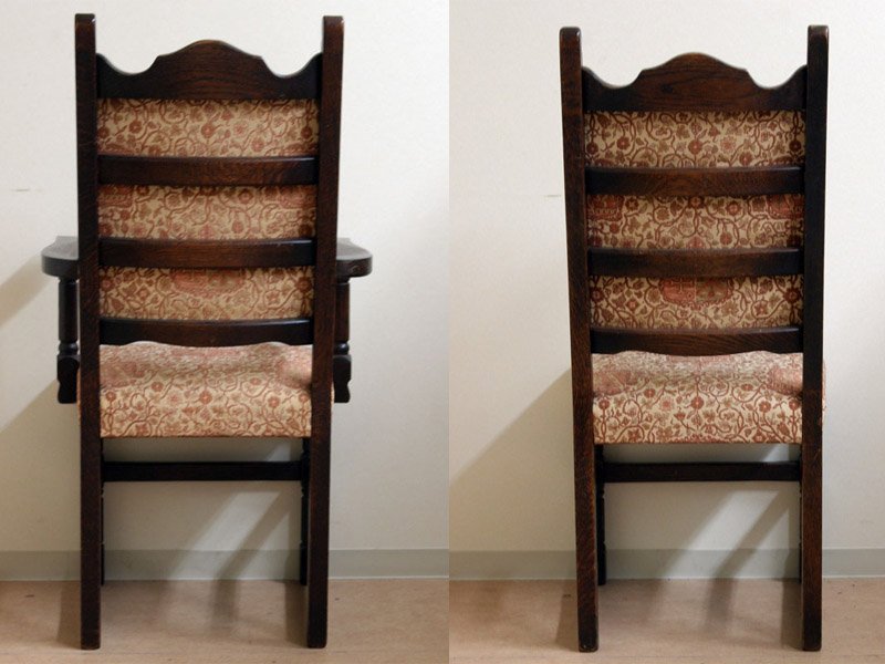 画像1: チェア(4脚&アーム付2脚)セット オーク