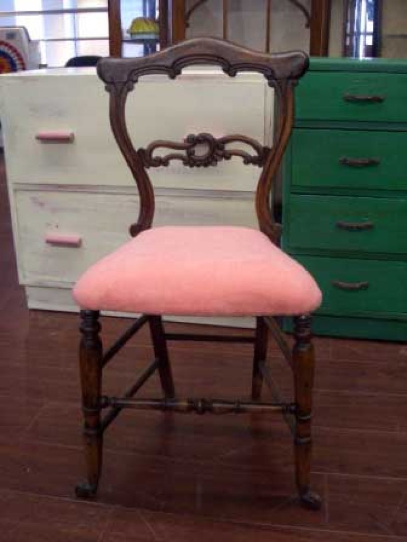 画像3: バルーンバック　チェア　　ピンク　（キャスター付）　張替え済み　