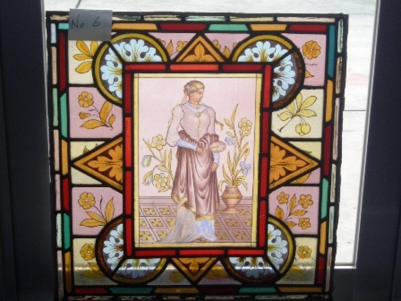 画像1: ステンドグラス　（エナメル彩色の女性画付き）　6 (1)