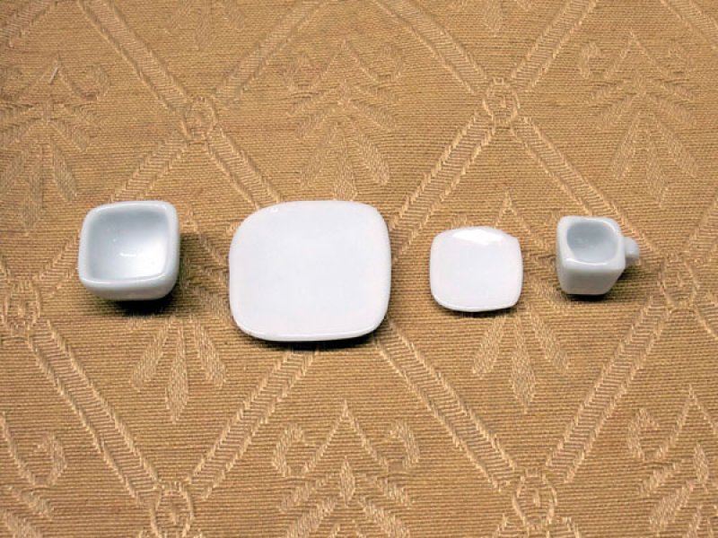 画像2: ホワイト　スクエア　陶器4点セット (2)