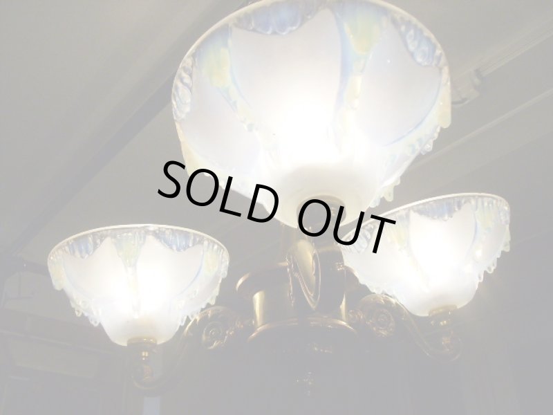 画像5: シャンデリア　３灯　シェード付き　セット (5)