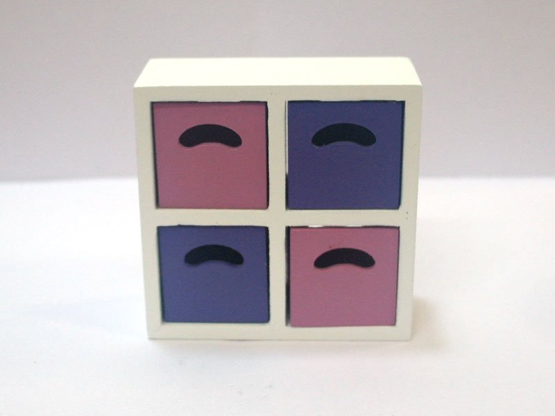 1/12サイズのドールハウス用ミニチュア　ストレージユニット  ホワイト &ストレージボックス　ローズ/ライラック セット