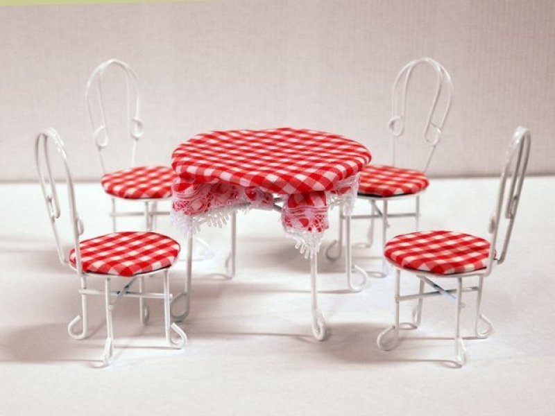 画像1: カフェ　テーブル&チェア4脚セット　カフェ (1)