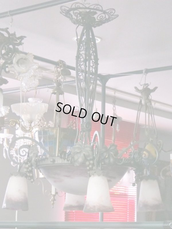 画像7: アールヌーボー様式　ハンギングランプ　大１灯＋小４灯　デュゲ