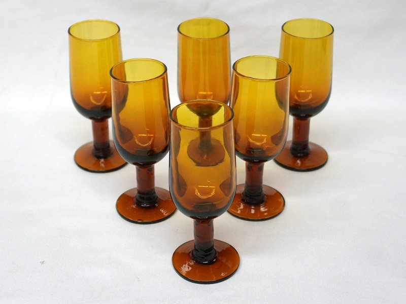 画像1: シェリー　グラス　アンバー　6客セット (1)