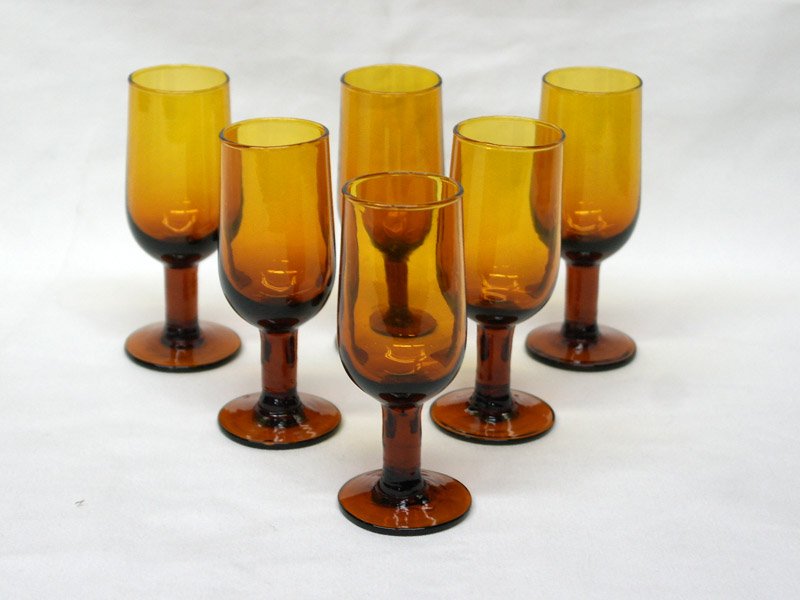 画像3: シェリー　グラス　アンバー　6客セット (3)