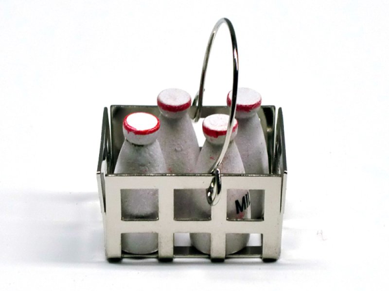 画像2: ミルク（牛乳）・ボトル4本＆メタル・バスケット (2)