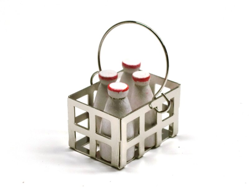 画像3: ミルク（牛乳）・ボトル4本＆メタル・バスケット (3)