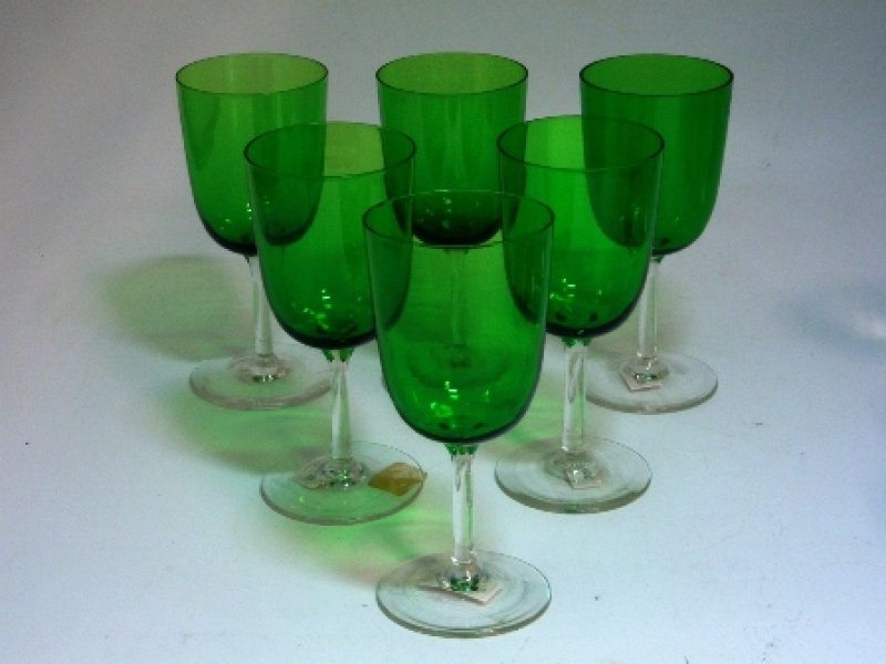 画像1: ワイングラス グリーン　６個セット (1)
