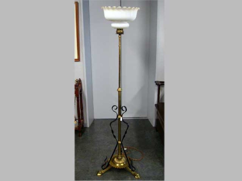 アンティーク オイルランプ改 吊り下げ式 スタンドランプ オイルランプスタンド 伸縮可（シェード付き）