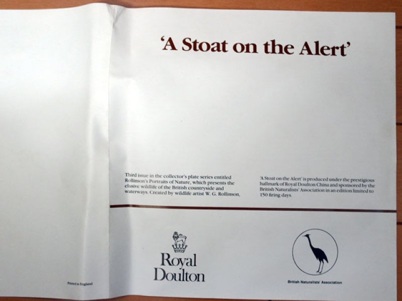 画像3: ロイヤルドルトン（Royal Doulton）　　ウォールプレート  A　stoat on the Alert　箱付き　シリアルナンバー入り