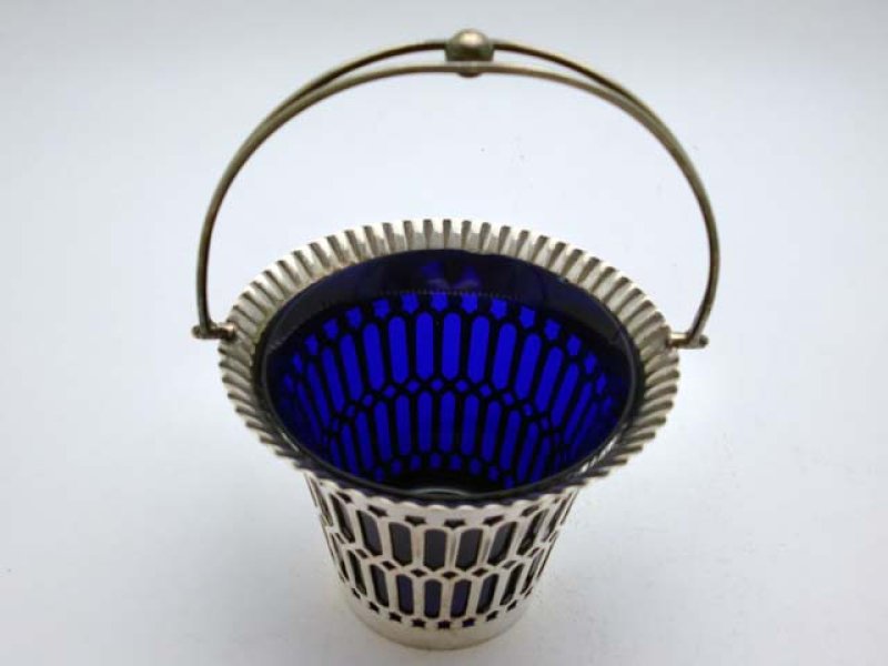 画像3: シルバープレート　ボンボン・ディッシュ　ブルー・ガラス (3)