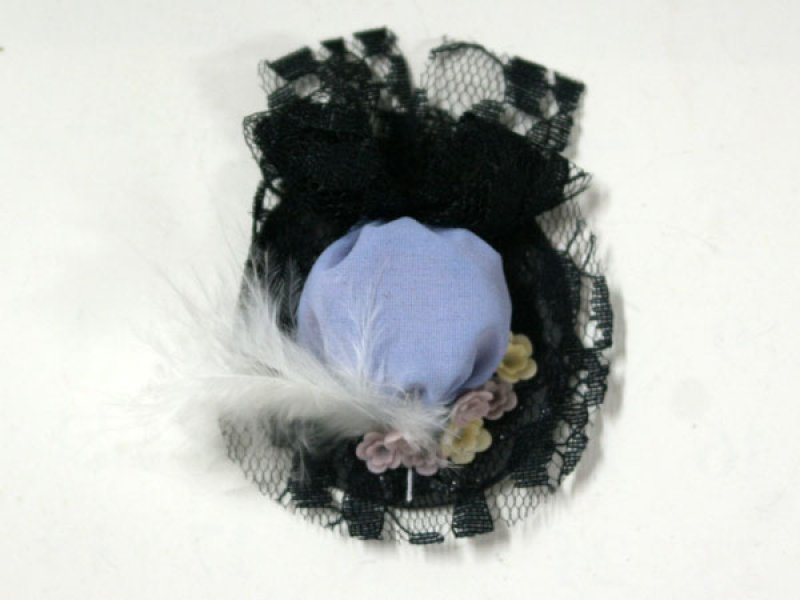 画像2: 羽付き婦人用帽子　ブラック/レース (2)