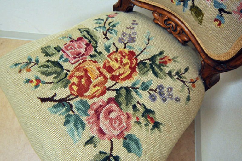 画像1: パーラー(サロン) チェア 刺繍(NeedlePoint)