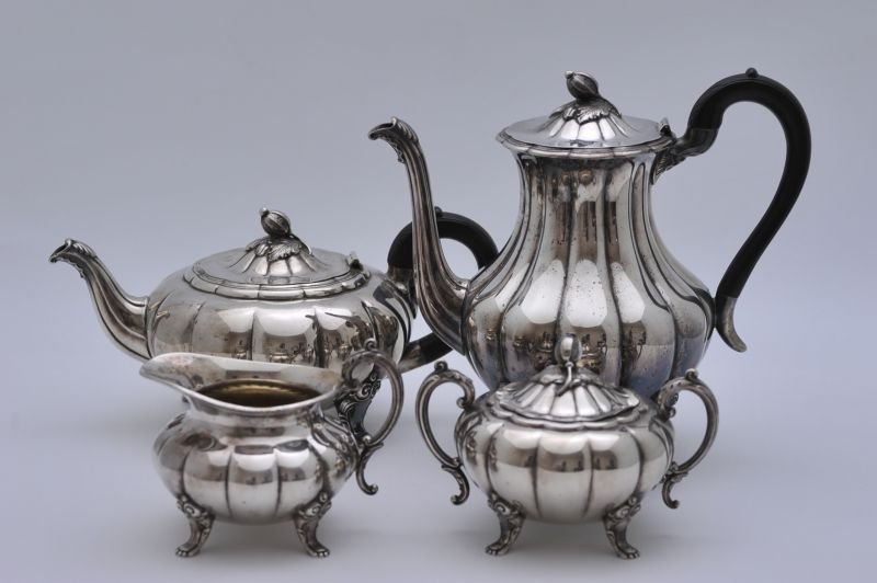 画像1: シルバープレート ティー・サービスセット Heirloom Silverplate Melon