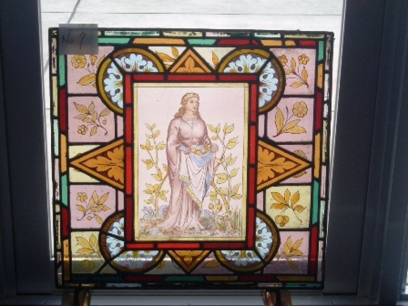 画像1: ステンドグラス　（エナメル彩色の女性画付き）　7 (1)