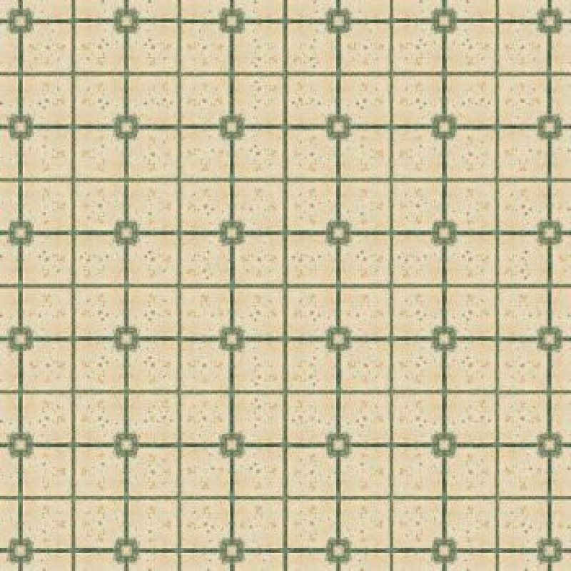 画像1: 床紙　タイル　グリーン・ベージュ (1)