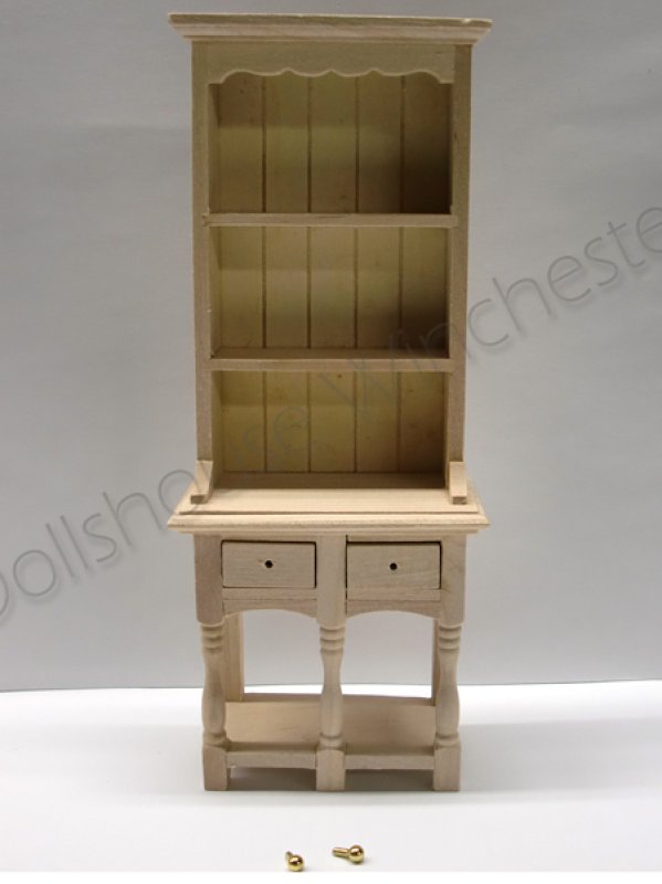 画像1: キッチン　ドレッサー（食器飾り棚　引出し2　未塗装 (1)