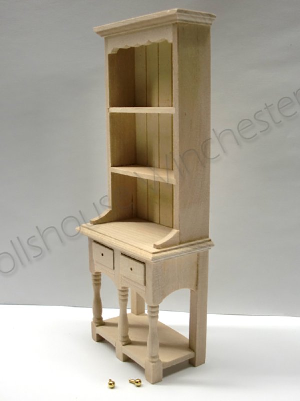 画像2: キッチン　ドレッサー（食器飾り棚　引出し2　未塗装 (2)