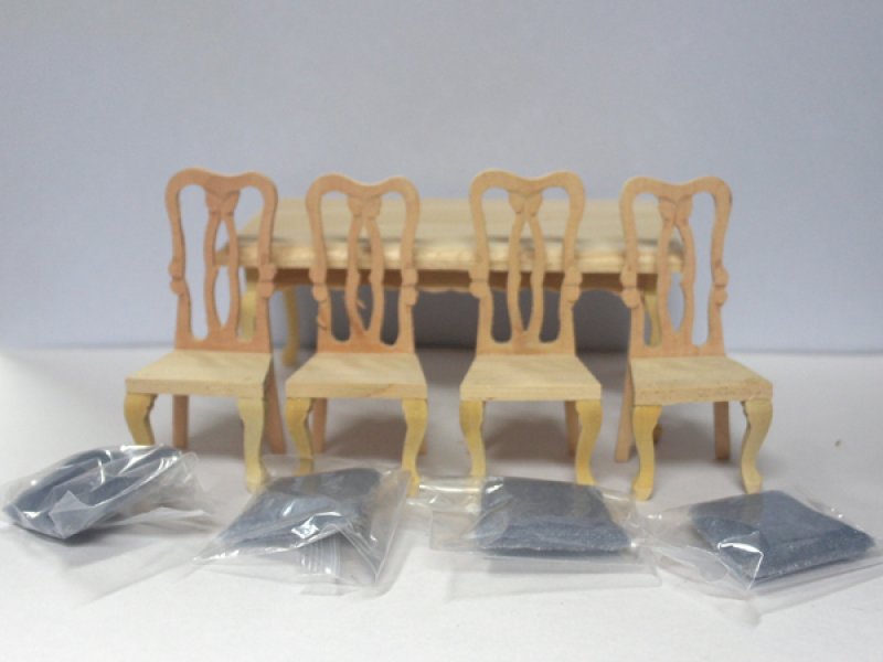 画像2: 未塗装　ダイニング・テーブル＆チェア4脚　セット (2)