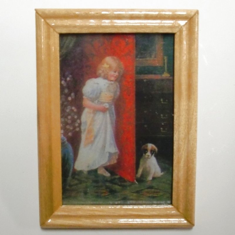 画像1: 絵画　子供と子犬 (1)