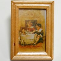 絵画　子供と猫