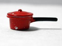 ソースパン（鍋）　中　エナメル・赤