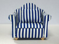 アーム・チェア　ブルー・ストライプ